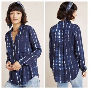Anthropologie Cloth & Stone Robyn Tie-Dye Buttondown Shirt‎ Size XS Long Sleeve
